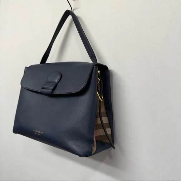 Authentic Burberry Camberley Medium Leather Satchel Navy Blue Hand Bag - Picture 4 of 16